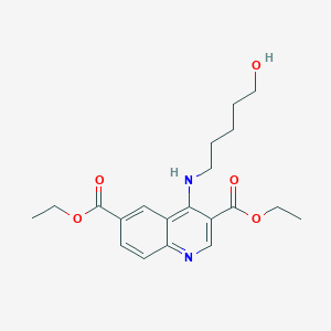 molecular formula C20H26N2O5 B7744122 4-(5-Hydroxy-pentylamino)-quinoline-3,6-dicarboxylic acid diethyl ester 