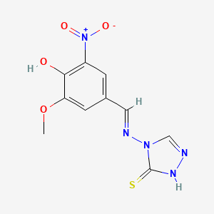 2-methoxy-6-nitro-4-[(E)-N-(3-sulfanyl-4H-1,2,4-triazol-4-yl)carboximidoyl]phenol