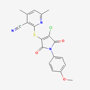 2-((4-chloro-1-(4-methoxyphenyl)-2,5-dioxo-2,5-dihydro-1H-pyrrol-3-yl)thio)-4,6-dimethylnicotinonitrile