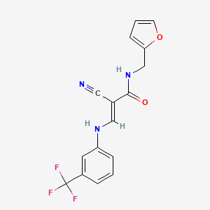 molecular formula C16H12F3N3O2 B7744211 (E)-2-cyano-N-(furan-2-ylmethyl)-3-[3-(trifluoromethyl)anilino]prop-2-enamide 