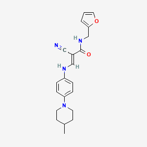 (E)-2-cyano-N-(furan-2-ylmethyl)-3-((4-(4-methylpiperidin-1-yl)phenyl)amino)acrylamide