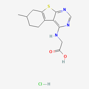 molecular formula C13H16ClN3O2S B7744258 2-({11-Methyl-8-thia-4,6-diazatricyclo[7.4.0.0^{2,7}]trideca-1(9),2(7),3,5-tetraen-3-yl}amino)acetic acid hydrochloride 