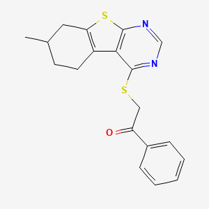 molecular formula C19H18N2OS2 B7744284 2-[(7-Methyl-5,6,7,8-tetrahydro[1]benzothieno[2,3-d]pyrimidin-4-yl)sulfanyl]-1-phenylethanone 
