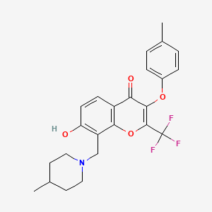 molecular formula C24H24F3NO4 B7744313 7-hydroxy-3-(4-methylphenoxy)-8-[(4-methylpiperidin-1-yl)methyl]-2-(trifluoromethyl)-4H-chromen-4-one 