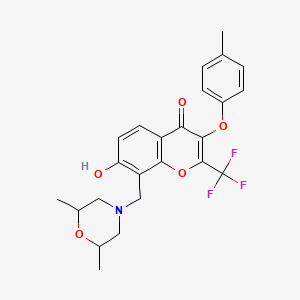 molecular formula C24H24F3NO5 B7744341 8-[(2,6-dimethylmorpholin-4-yl)methyl]-7-hydroxy-3-(4-methylphenoxy)-2-(trifluoromethyl)-4H-chromen-4-one 