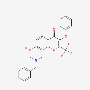molecular formula C26H22F3NO4 B7744348 8-[[Benzyl(methyl)amino]methyl]-7-hydroxy-3-(4-methylphenoxy)-2-(trifluoromethyl)chromen-4-one 