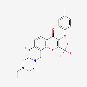 molecular formula C24H25F3N2O4 B7744349 8-[(4-Ethylpiperazin-1-yl)methyl]-7-hydroxy-3-(4-methylphenoxy)-2-(trifluoromethyl)chromen-4-one 
