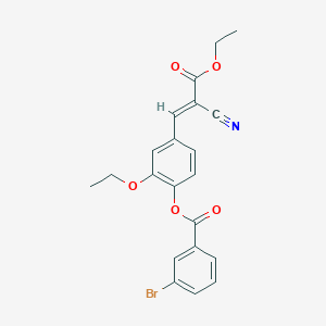 molecular formula C21H18BrNO5 B7744372 (E)-4-(2-cyano-3-ethoxy-3-oxoprop-1-en-1-yl)-2-ethoxyphenyl 3-bromobenzoate 