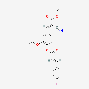 molecular formula C23H20FNO5 B7744383 ethyl (E)-2-cyano-3-[3-ethoxy-4-[(E)-3-(4-fluorophenyl)prop-2-enoyl]oxyphenyl]prop-2-enoate 
