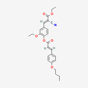 molecular formula C27H29NO6 B7744384 ethyl (E)-3-[4-[(E)-3-(4-butoxyphenyl)prop-2-enoyl]oxy-3-ethoxyphenyl]-2-cyanoprop-2-enoate 