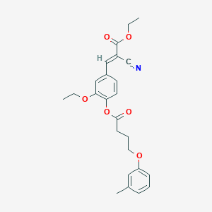 ethyl (E)-2-cyano-3-[3-ethoxy-4-[4-(3-methylphenoxy)butanoyloxy]phenyl]prop-2-enoate