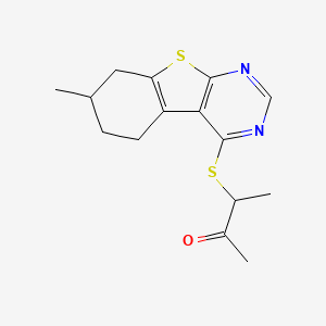 molecular formula C15H18N2OS2 B7744536 3-[(7-Methyl-5,6,7,8-tetrahydro-[1]benzothiolo[2,3-d]pyrimidin-4-yl)sulfanyl]butan-2-one 
