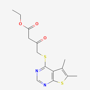 molecular formula C14H16N2O3S2 B7744539 Ethyl 4-(5,6-dimethylthieno[2,3-d]pyrimidin-4-yl)sulfanyl-3-oxobutanoate 
