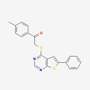 molecular formula C21H16N2OS2 B7744545 1-(4-Methylphenyl)-2-(6-phenylthieno[2,3-d]pyrimidin-4-yl)sulfanylethanone 