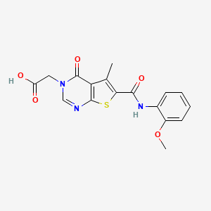 molecular formula C17H15N3O5S B7744557 {6-[(2-methoxyphenyl)carbamoyl]-5-methyl-4-oxothieno[2,3-d]pyrimidin-3(4H)-yl}acetic acid 
