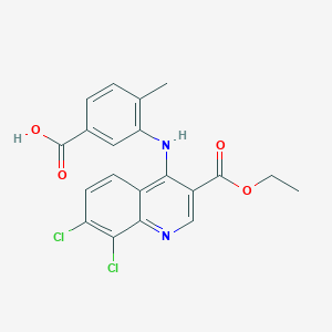 3-{[7,8-Dichloro-3-(ethoxycarbonyl)quinolin-4-yl]amino}-4-methylbenzoic acid