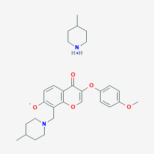 3-(4-Methoxyphenoxy)-8-[(4-methylpiperidin-1-yl)methyl]-4-oxochromen-7-olate;4-methylpiperidin-1-ium