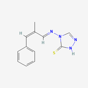 molecular formula C12H12N4S B7744686 4-((E)-((Z)-2-methyl-3-phenylallylidene)amino)-4H-1,2,4-triazole-3-thiol 