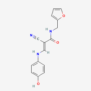molecular formula C15H13N3O3 B7744753 (2E)-2-cyano-N-(furan-2-ylmethyl)-3-[(4-hydroxyphenyl)amino]prop-2-enamide 