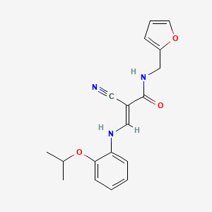 molecular formula C18H19N3O3 B7744760 (2E)-2-cyano-N-(furan-2-ylmethyl)-3-{[2-(propan-2-yloxy)phenyl]amino}prop-2-enamide 