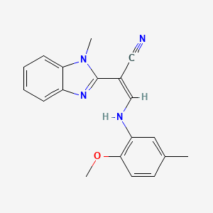 (Z)-3-(2-methoxy-5-methylanilino)-2-(1-methylbenzimidazol-2-yl)prop-2-enenitrile