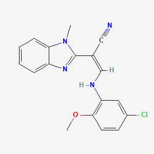 molecular formula C18H15ClN4O B7744776 (Z)-3-(5-chloro-2-methoxyanilino)-2-(1-methylbenzimidazol-2-yl)prop-2-enenitrile 