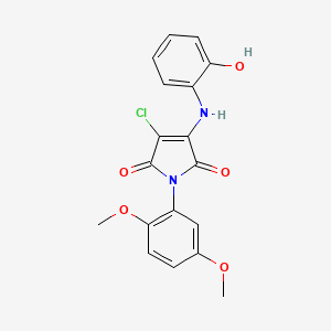 molecular formula C18H15ClN2O5 B7744803 3-Chloro-1-(2,5-dimethoxyphenyl)-4-(2-hydroxyanilino)pyrrole-2,5-dione 
