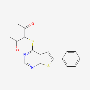 molecular formula C17H14N2O2S2 B7744818 3-((6-Phenylthieno[2,3-d]pyrimidin-4-yl)thio)pentane-2,4-dione 