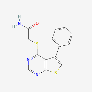 molecular formula C14H11N3OS2 B7744825 2-(5-Phenylthieno[2,3-d]pyrimidin-4-yl)sulfanylacetamide 