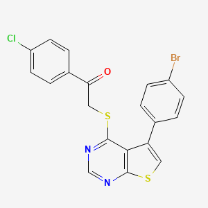 molecular formula C20H12BrClN2OS2 B7744828 2-[5-(4-Bromophenyl)thieno[2,3-d]pyrimidin-4-yl]sulfanyl-1-(4-chlorophenyl)ethanone 
