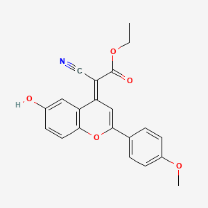 ethyl (2E)-2-cyano-2-[6-hydroxy-2-(4-methoxyphenyl)chromen-4-ylidene]acetate