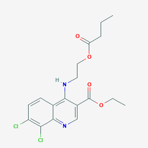 molecular formula C18H20Cl2N2O4 B7744948 Ethyl 4-{[2-(butyryloxy)ethyl]amino}-7,8-dichloroquinoline-3-carboxylate 