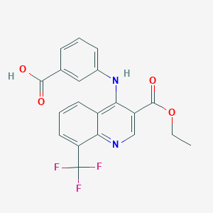 molecular formula C20H15F3N2O4 B7744973 3-{[3-(Ethoxycarbonyl)-8-(trifluoromethyl)quinolin-4-yl]amino}benzoic acid 