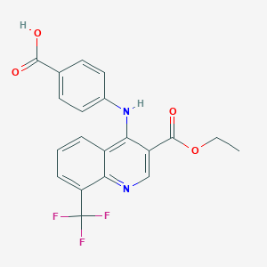 molecular formula C20H15F3N2O4 B7744980 4-{[3-(Ethoxycarbonyl)-8-(trifluoromethyl)quinolin-4-yl]amino}benzoic acid 