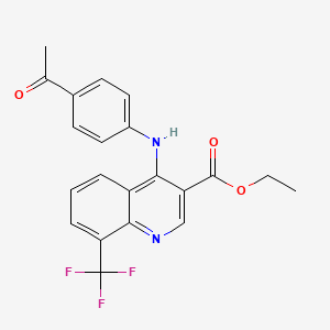 molecular formula C21H17F3N2O3 B7744982 Ethyl 4-[(4-acetylphenyl)amino]-8-(trifluoromethyl)quinoline-3-carboxylate 