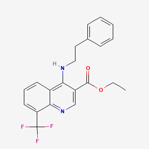 molecular formula C21H19F3N2O2 B7745005 Ethyl 4-[(2-phenylethyl)amino]-8-(trifluoromethyl)quinoline-3-carboxylate 