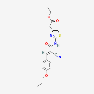 (E)-ethyl 2-(2-(2-cyano-3-(4-propoxyphenyl)acrylamido)thiazol-4-yl)acetate