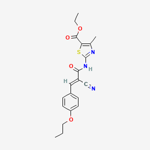 molecular formula C20H21N3O4S B7745028 ethyl 2-[[(E)-2-cyano-3-(4-propoxyphenyl)prop-2-enoyl]amino]-4-methyl-1,3-thiazole-5-carboxylate 