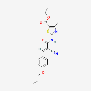 ethyl 2-[[(E)-2-cyano-3-(4-propoxyphenyl)prop-2-enoyl]amino]-4-methyl-1,3-thiazole-5-carboxylate