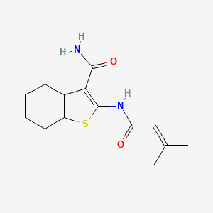 molecular formula C14H18N2O2S B7745051 2-(3-Methylbut-2-enoylamino)-4,5,6,7-tetrahydro-1-benzothiophene-3-carboxamide 