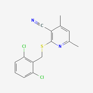 molecular formula C15H12Cl2N2S B7745056 2-[(2,6-Dichlorophenyl)methylsulfanyl]-4,6-dimethylpyridine-3-carbonitrile 
