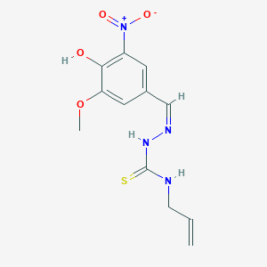 molecular formula C12H14N4O4S B7745080 1-[(Z)-(4-hydroxy-3-methoxy-5-nitrophenyl)methylideneamino]-3-prop-2-enylthiourea 