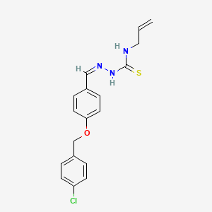 molecular formula C18H18ClN3OS B7745127 1-[(Z)-[4-[(4-chlorophenyl)methoxy]phenyl]methylideneamino]-3-prop-2-enylthiourea 