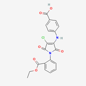 molecular formula C20H15ClN2O6 B7745176 4-({4-chloro-1-[2-(ethoxycarbonyl)phenyl]-2,5-dioxo-2,5-dihydro-1H-pyrrol-3-yl}amino)benzoic acid 