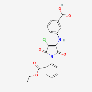 molecular formula C20H15ClN2O6 B7745183 3-({4-chloro-1-[2-(ethoxycarbonyl)phenyl]-2,5-dioxo-2,5-dihydro-1H-pyrrol-3-yl}amino)benzoic acid 