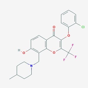 molecular formula C23H21ClF3NO4 B7745211 3-(2-chlorophenoxy)-7-hydroxy-8-[(4-methylpiperidin-1-yl)methyl]-2-(trifluoromethyl)-4H-chromen-4-one 