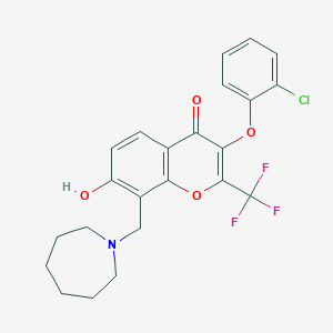 molecular formula C23H21ClF3NO4 B7745231 8-(Azepan-1-ylmethyl)-3-(2-chlorophenoxy)-7-hydroxy-2-(trifluoromethyl)chromen-4-one 