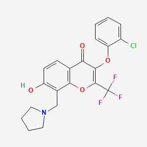 molecular formula C21H17ClF3NO4 B7745237 3-(2-Chlorophenoxy)-7-hydroxy-8-(pyrrolidin-1-ylmethyl)-2-(trifluoromethyl)chromen-4-one 