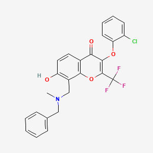 molecular formula C25H19ClF3NO4 B7745257 8-[[Benzyl(methyl)amino]methyl]-3-(2-chlorophenoxy)-7-hydroxy-2-(trifluoromethyl)chromen-4-one 
