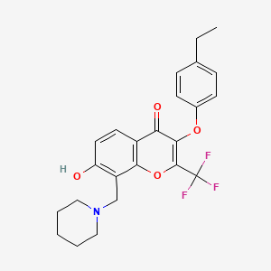 molecular formula C24H24F3NO4 B7745259 3-(4-ethylphenoxy)-7-hydroxy-8-(piperidin-1-ylmethyl)-2-(trifluoromethyl)-4H-chromen-4-one 